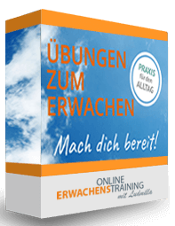 3D-Box-Mockup des Videokurses Übungen zum Erwachen mit orangem Rahmen