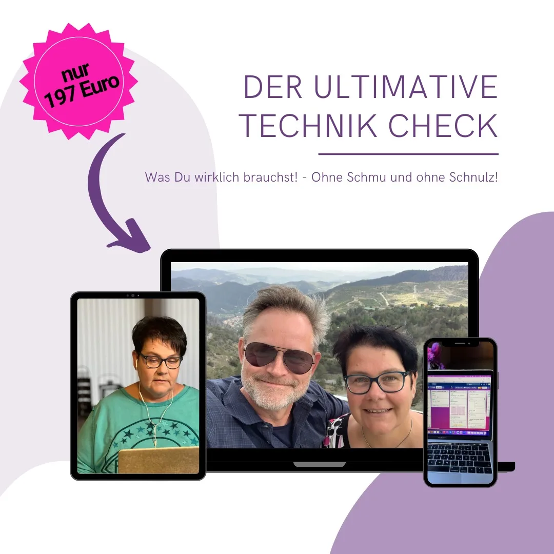Produktabbildung Ultimativer Technik Check mit drei Personen auf Geräten und Preis 197 Euro
