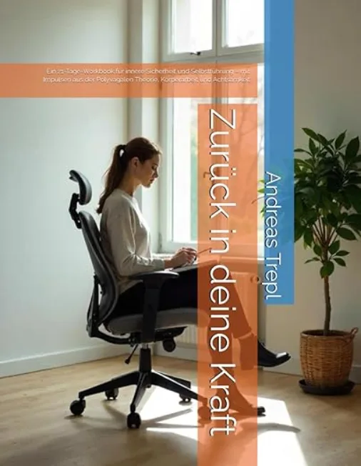 Mockup Workbook-Cover Vagus-Paket mit Frau am Schreibtisch und Buchtitel
