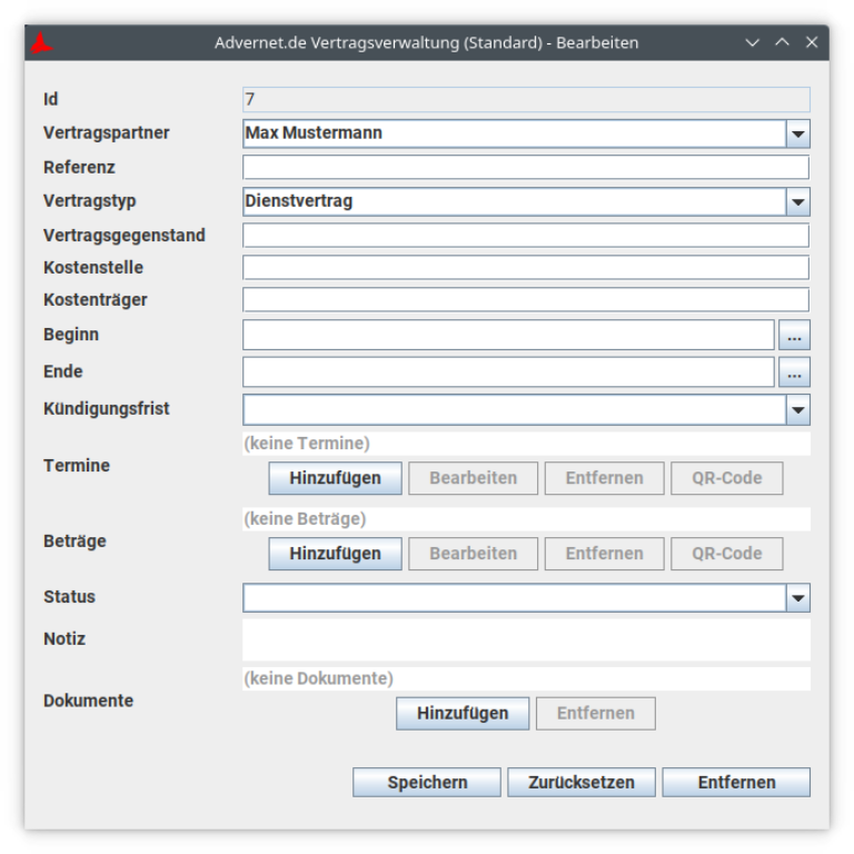 Vertragsverwaltung Desktop personal von Advernet.de GmbH