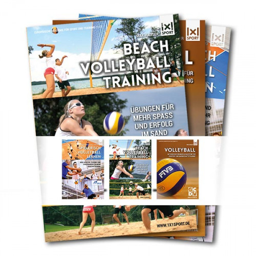 Volleyballtraining – Videokurse für Halle und Beach von Max Hauser 1 Volleyballtraining Bundle Mockup mit Kursmaterialien und Trainingsanleitungen für Beachvolleyball