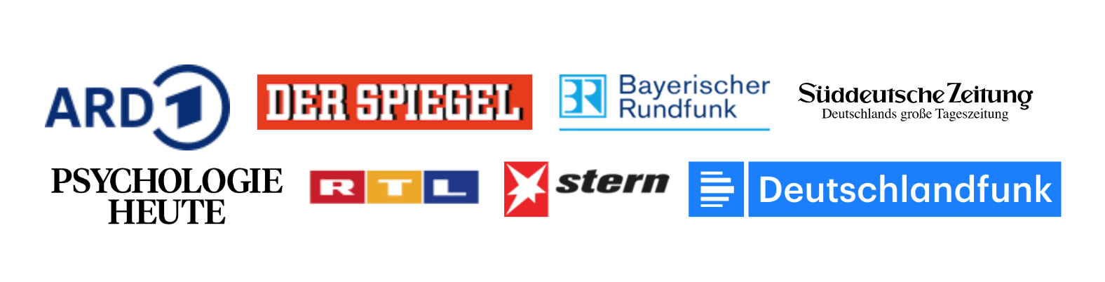 Logos von Medienpartnern: ARD, Der Spiegel, Bayerischer Rundfunk, Süddeutsche Zeitung, RTL, Stern, Deutschlandfunk, Psycholog