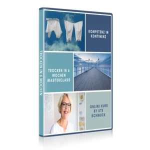 DVD-Cover Mockup: Trocken in 6 Wochen Masterclass, Kompetenz in Kontinenz, Online Kurs by Ute Schmuck
