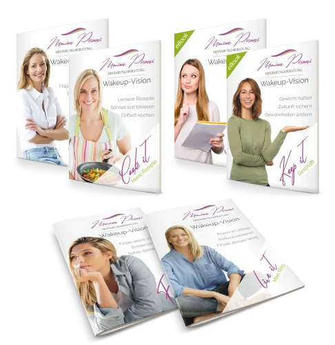 Wakeup-Vision Bücherbox – Buchset zum Abnehmen ab 40 von Marion Pisani 1 Wakeup-Vision Bücherbox von Marion Pisani mit vier Ratgebern zu Gesundheit und Wohlfühlgewicht
