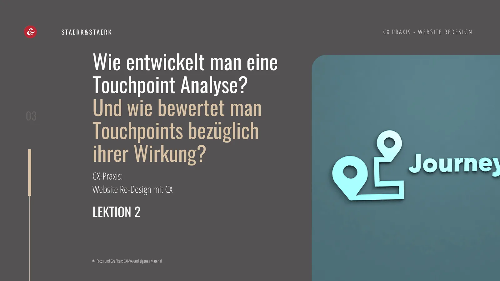 Videolektion 2 mit Touchpoint-Analyse-Grafik und Lerninhalt zur Customer Journey Entwicklung