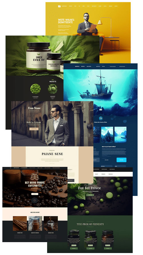 Collage verschiedener WordPress Website Templates und Themes mit unterschiedlichen Designs und Layouts
