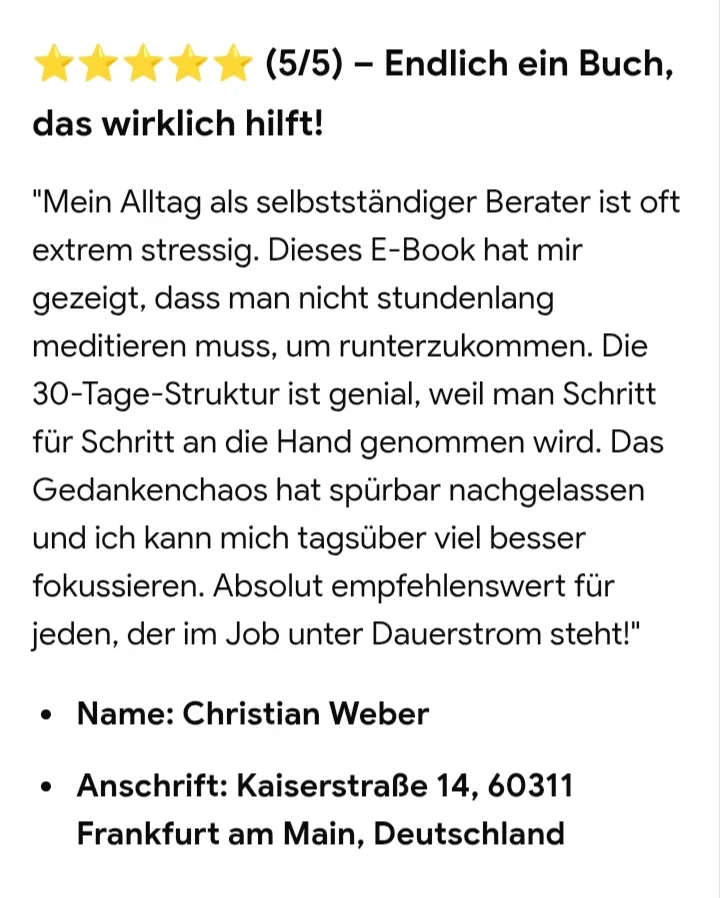 Fünf-Sterne-Bewertung von Christian Weber für Weniger ist mehr