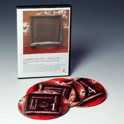 DVD-Set "Elemente des NLP – Modul 04" mit Kreativitätsstrategien und roten CDs