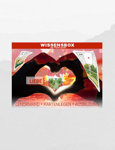 Wissensbox Die Liebe mit Händen in Herzform, Lenormand-, Kartenlegen- und Ausbildungsbezug