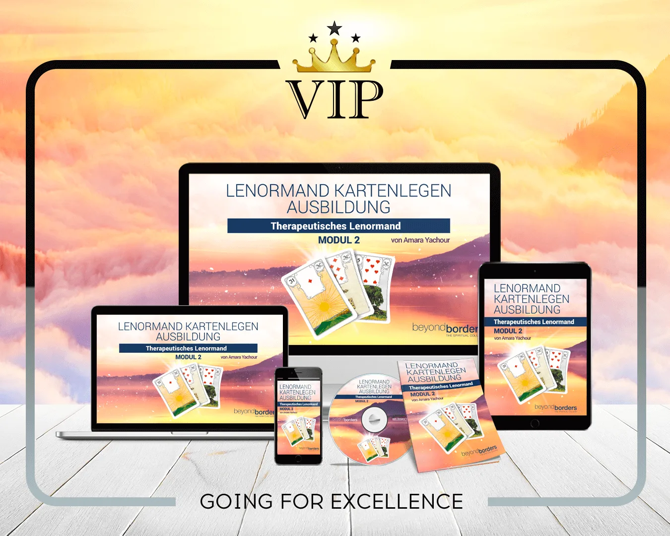 VIP Lenormand Modul 2 Mockup auf Tablet, Laptop, Smartphone und physischen Medien