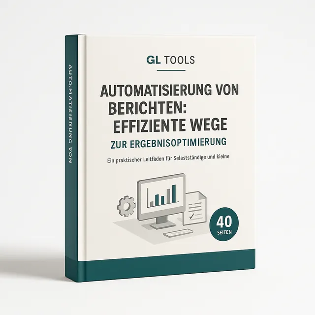 Buchcover Automatisierung von Berichten: Effiziente Wege zur Ergebnisoptimierung, dunkelgrünes Design mit Gear- und Monitor-I