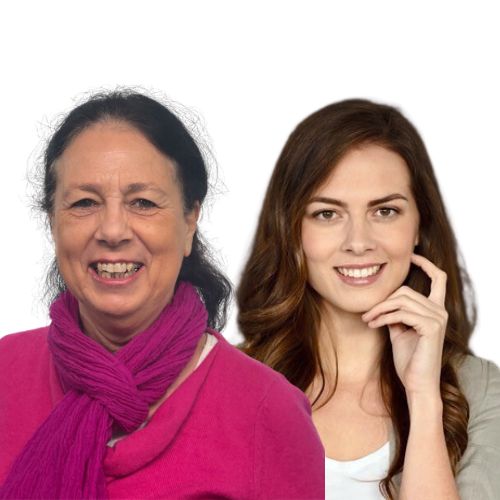 Regina und Samira Franke, zwei Frauen nebeneinander, lächelnd, Duo-Porträt