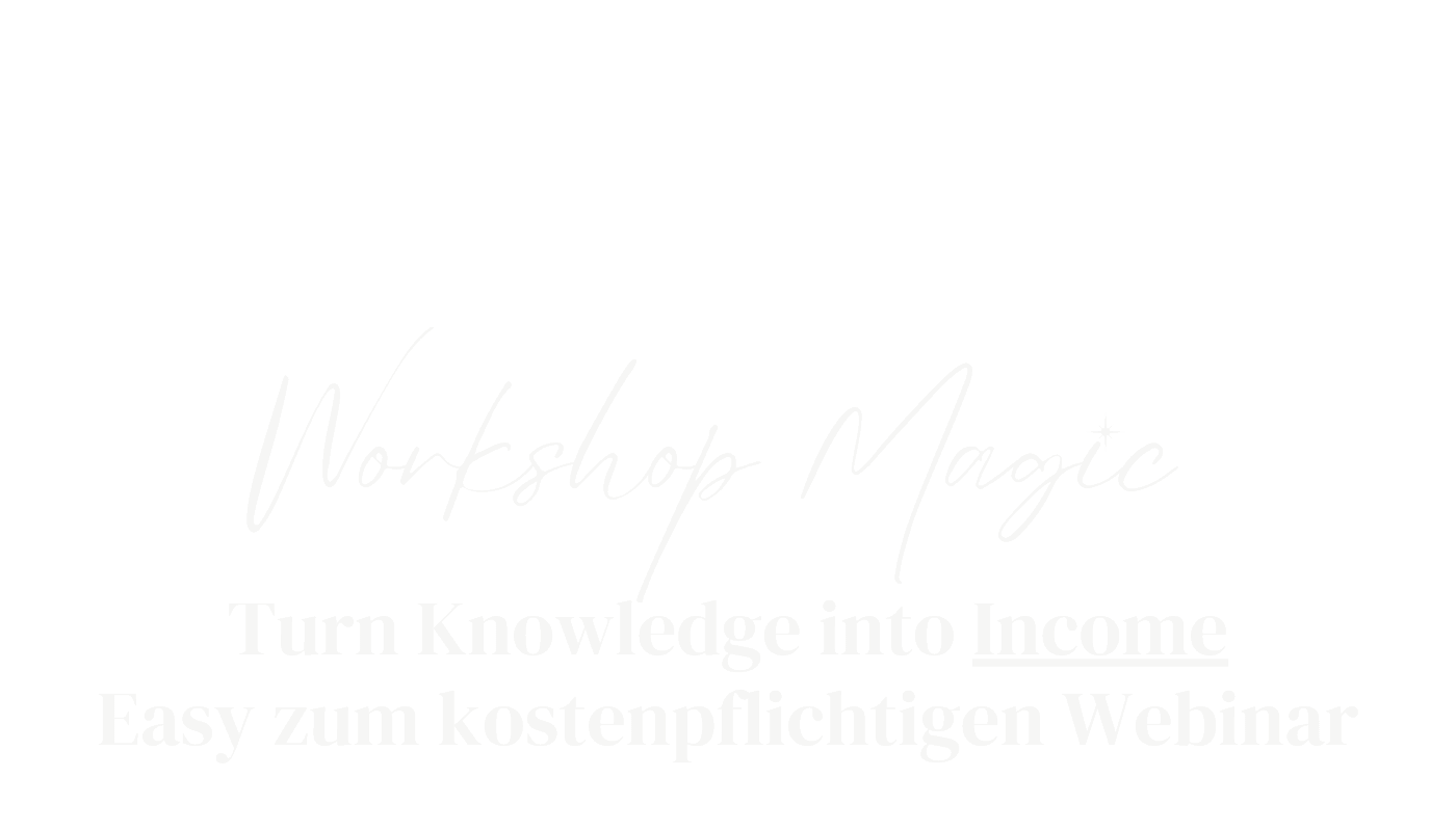 Workshop Magic Hero-Banner mit großem weißem Text auf hellem Hintergrund, Kurs-Titel und Untertitel