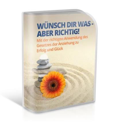 Produktabbildung Online-Kurs Wünsch dir was - aber richtig! mit Sand, Steinen und Blume auf Paketbox