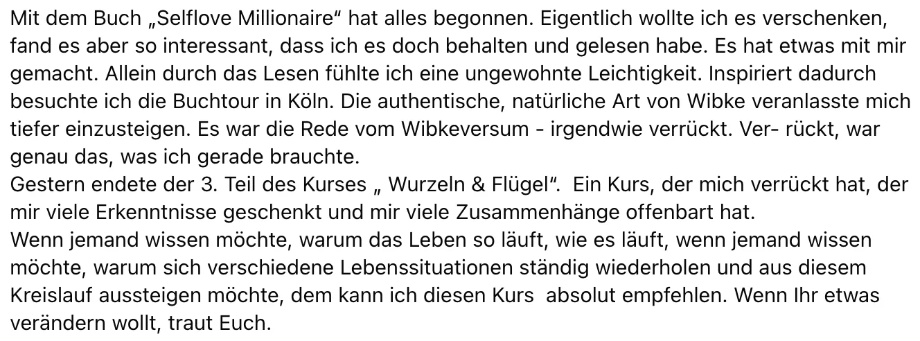Kundenerfahrung mit Selflove Millionäre Buch und Inspirationen für Lebensveränderung