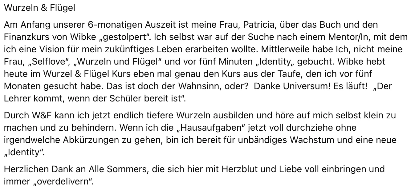 Kundenbericht über Mentor-Suche und synchronistische Fügung im Kurs