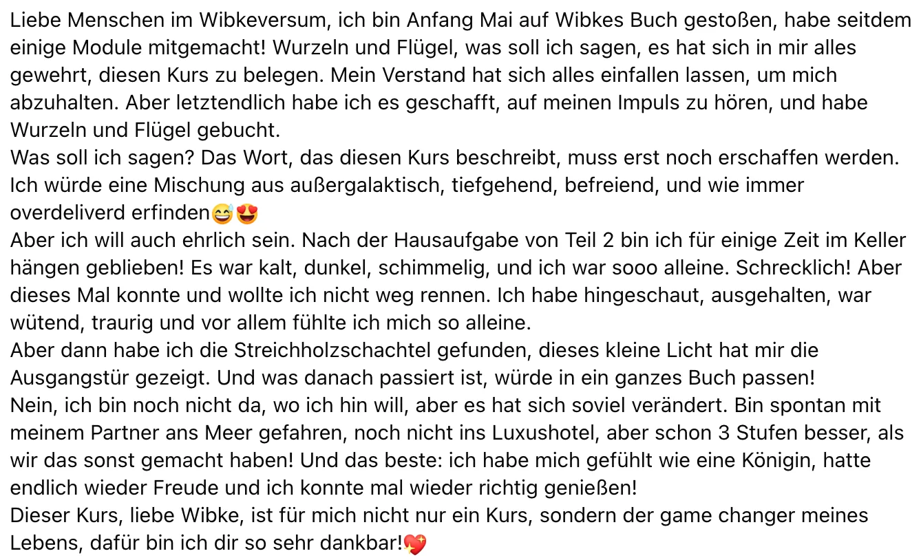 Videokurs-Mockup Wurzeln und Flügel mit Kursmodulen und Lerninhalten