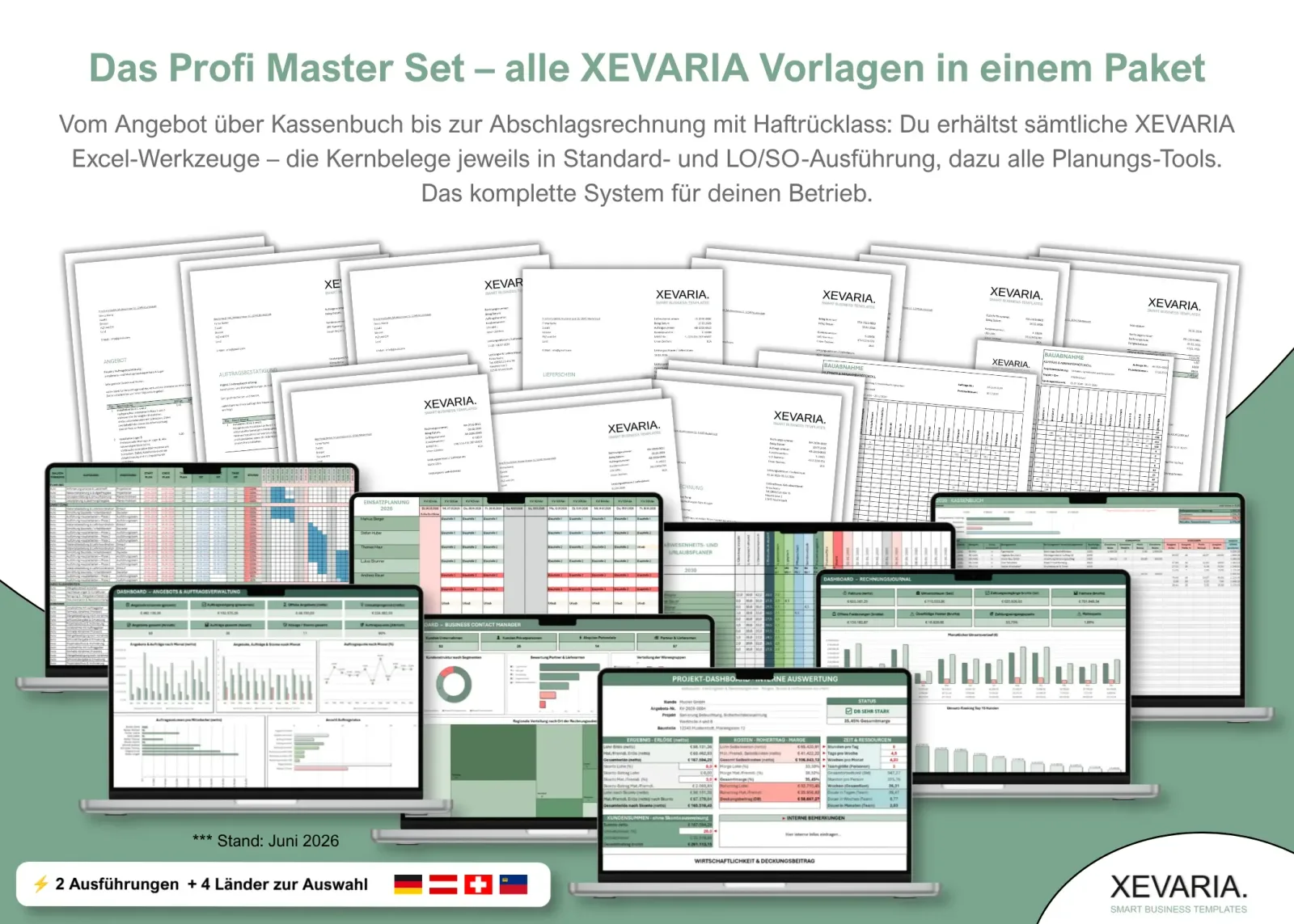 XEVARIA Profi Master Set – Bürovorlagen-Paket 2 XEVARIA Profi Master Set – alle Excel Vorlagen im Paket mit über 42 Vorlagen für Büro und Betrieb