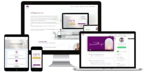 Erfolgskurs 5.0 Mockup zeigt responsive Design auf Desktop, Tablet und Smartphone