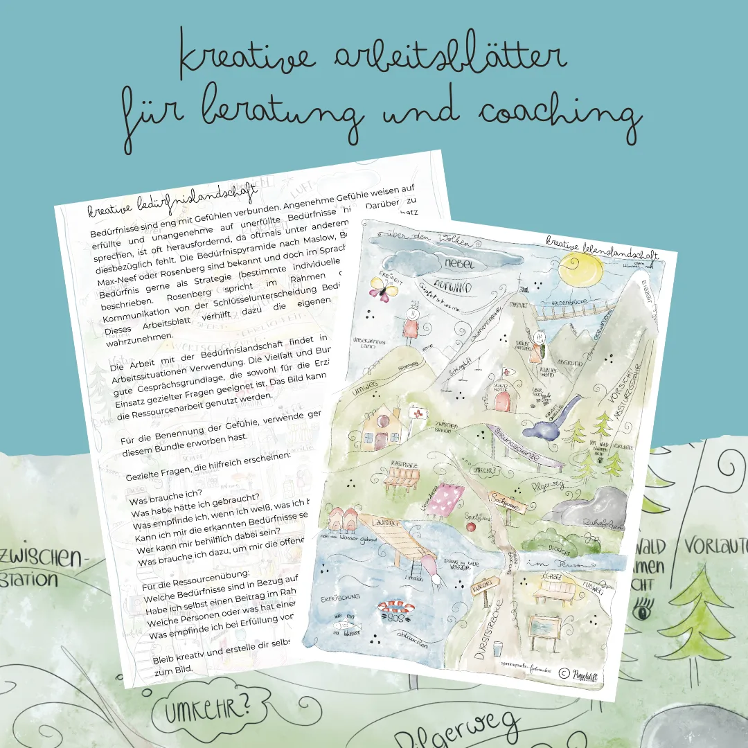 Zauberhaftes Visionboard – E-Book zur Zielfindung 12 Kreative Arbeitsblätter mit Landschafts-Illustration und ausführlichem Text zu Bedürfnisorientierung