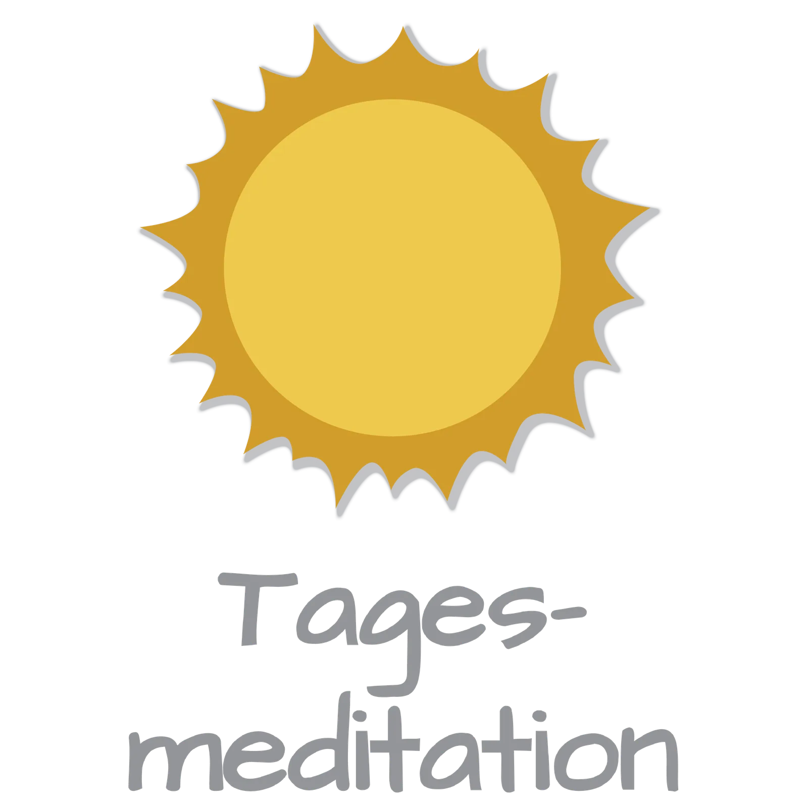 Icon Tagesmeditation mit stilisierter Sonne in Gold und Grau