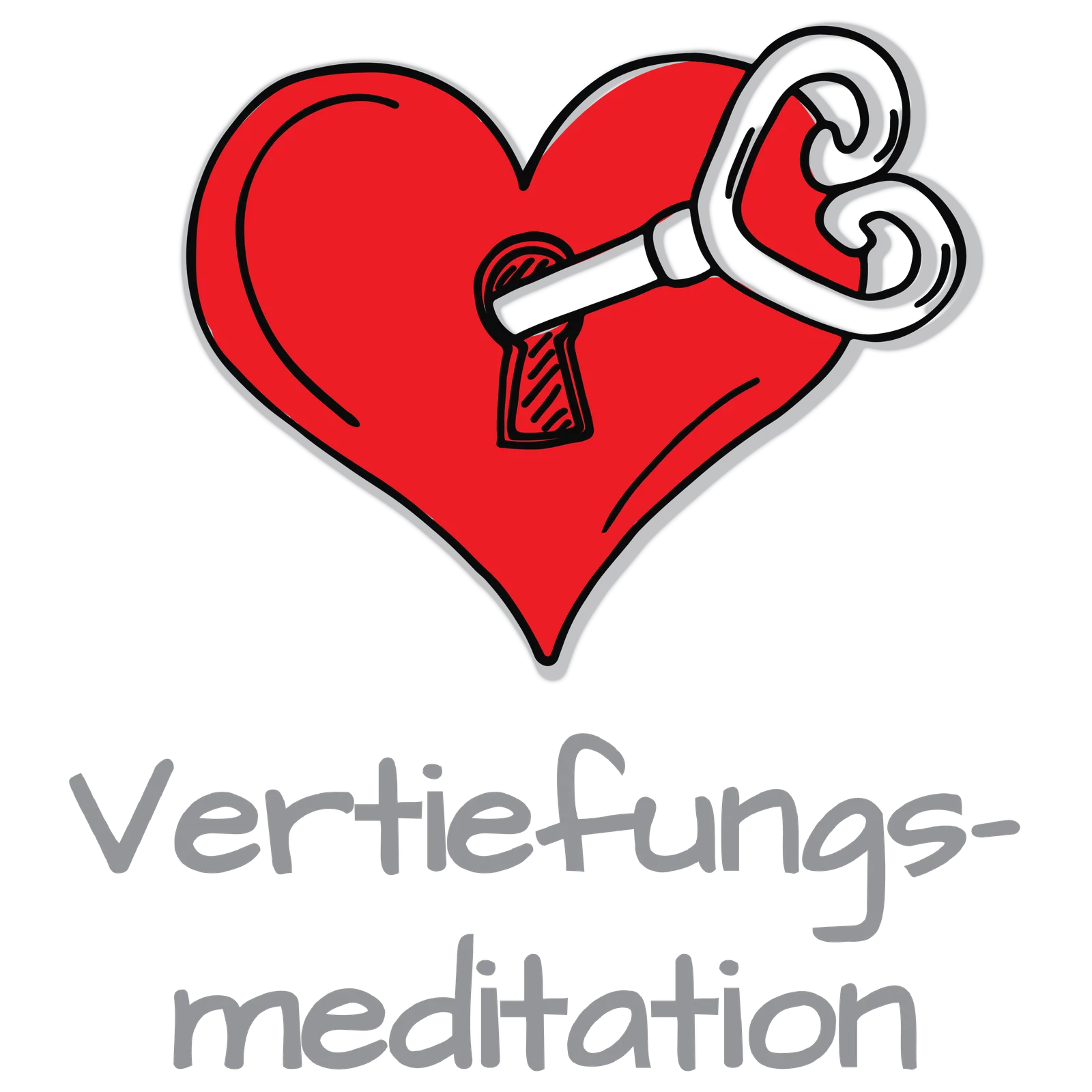 Icon Vertiefungsmeditation mit Herz und Schlüssel in Rot