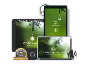 Produktmockup Zeitraum mit Tablet, Smartphone und 30-Tage-Garantie-Siegel