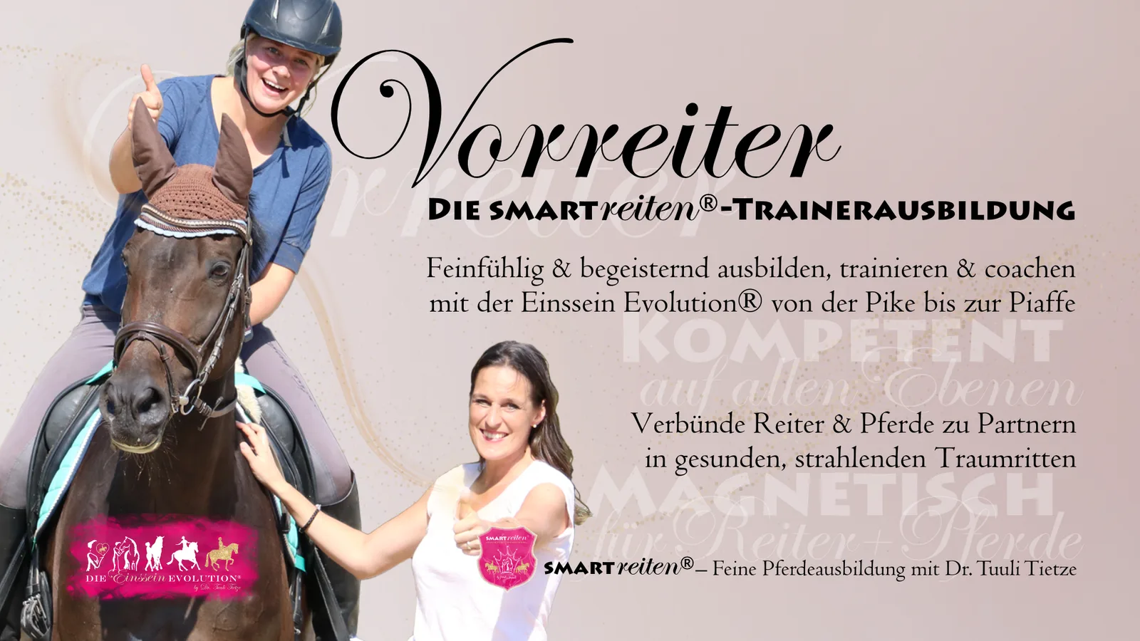 Vorreiter Trainerausbildung mit zwei Reiterinnen und Pferd