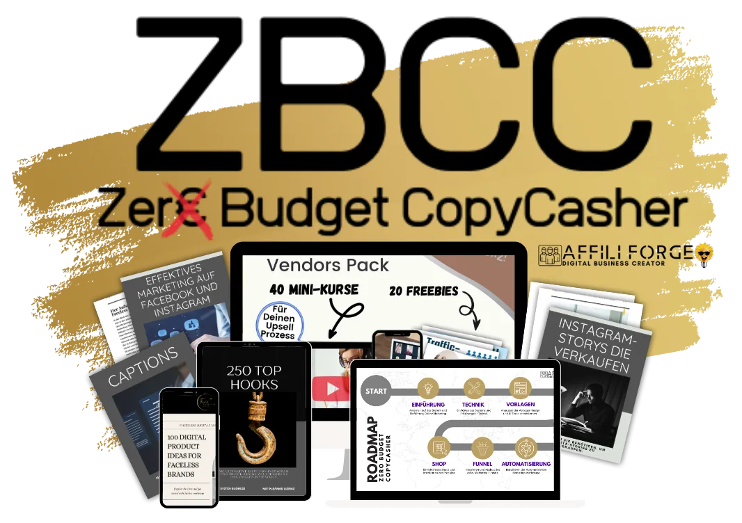 Zero Budget CopyCasher Produktpaket mit Vendors Pack, Mini-Kurse und Vorlagen