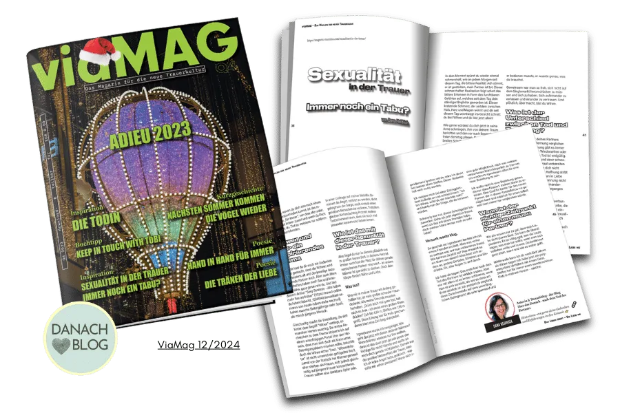 ViaMag Magazin 12/2024 mit Artikel Sexualität in der Trauer von Dana Heidrich, Doppelseite mit Foto